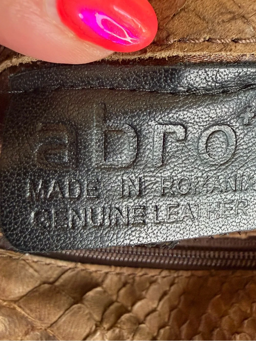 Python-Texture Tan Crossbody Bag with Turn-Lock Closure - Picture 5 of 16
